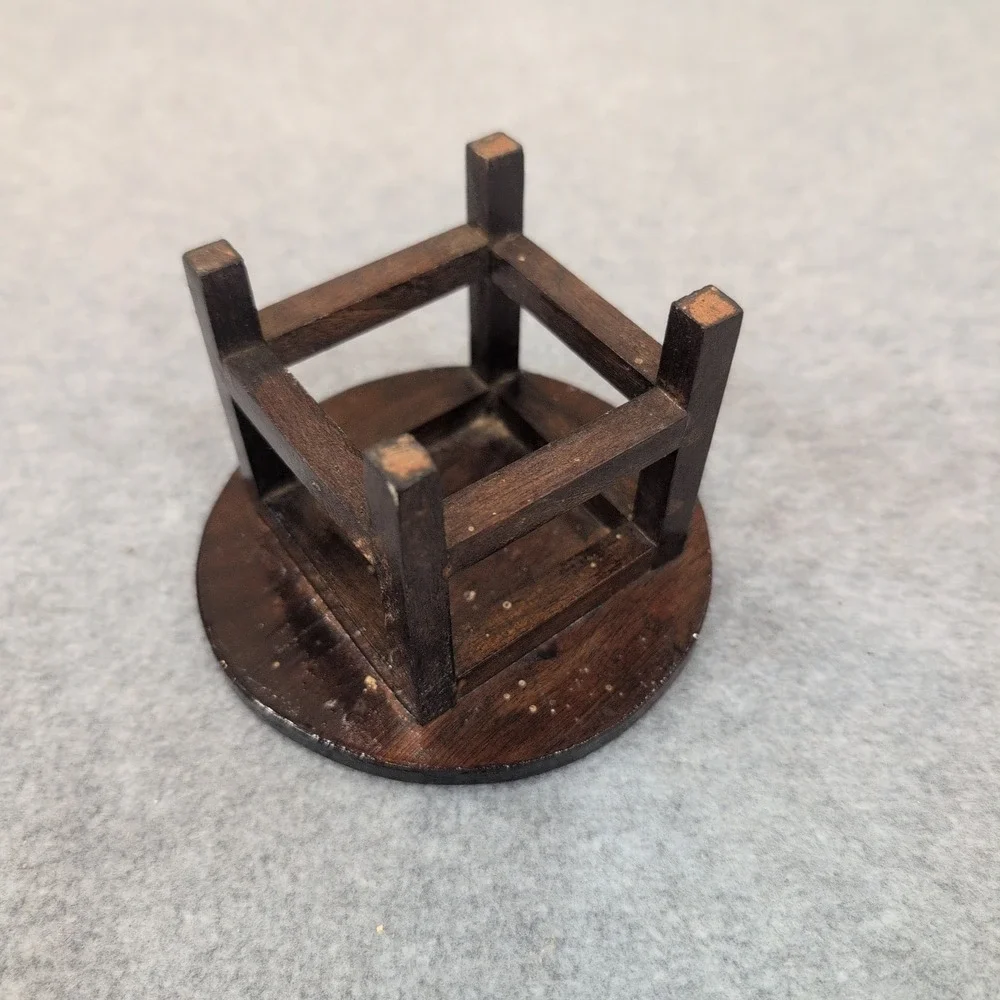 Miniature Dark Wood Round Table Dollhouse Furniture Accessory Decor‎